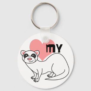 Love My Ferret - White Key Ring