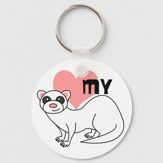 Love My Ferret - White Key Ring (Front)