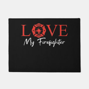 Love My Firefighter Fireman Wife Girlfriend Couple Doormat
