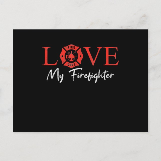 Love My Firefighter Fireman Wife Girlfriend Couple Holiday Postcard (Front)
