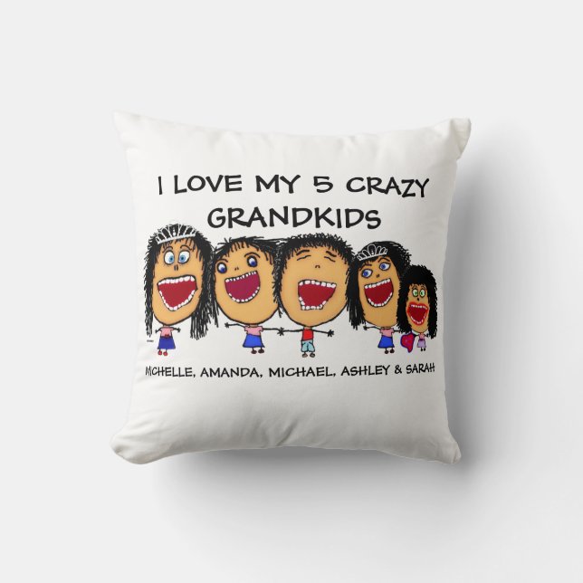 Love My Five Grandchildren Cartoon Cushion (Front)
