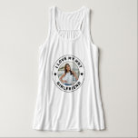 Love My Girlfriend Photo Black White Personalised Tank Top<br><div class="desc">Personalised "I Love my Hot Girlfriend" custom text and photo tank top shirt design that you can use to create your own "I love my girlfriend" shirt. Colours and fonts can be edited, just click 'customise further' for full design control. This style is perfect for a simple, minimal, more understated...</div>