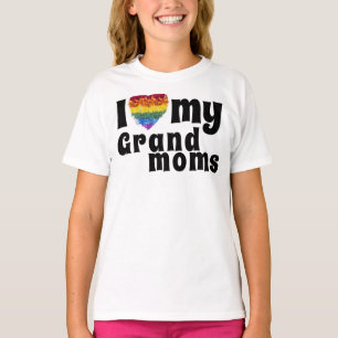 Love my Grand moms-heart shape Pride flowers T-Shirt