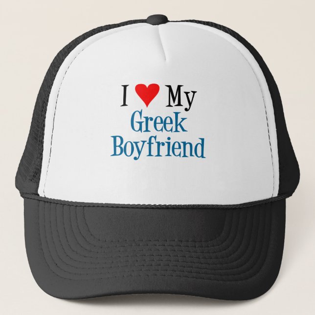 Love My Greek Boyfriend Trucker Hat (Front)