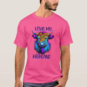 Love my Highland Cows Cyberpunk Style Art T-Shirt