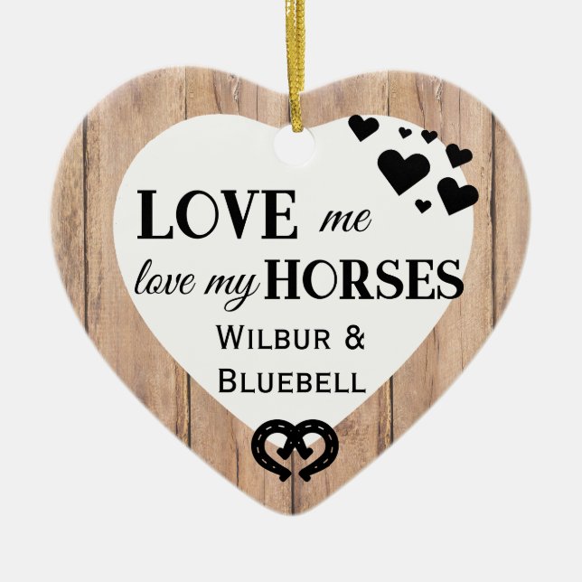 Love my Horse Rustic Ceramic Tree Decoration (Front)