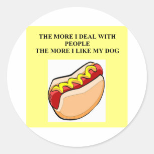 love my hot dog classic round sticker