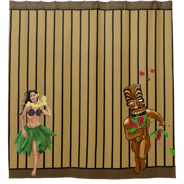 Love My Hula Girl Tiki Shower Curtain (Front)
