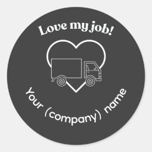 Love My Job Truck Driver Heart Personalizable Classic Round Sticker