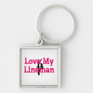 Love My Lineman Keychain-Pink Key Ring