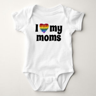 Love my moms-heart shape Pride flowers Baby Bodysuit