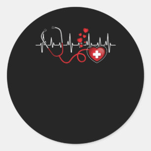 Love My Nurse Happy Valentine's Day heart beats nu Classic Round Sticker
