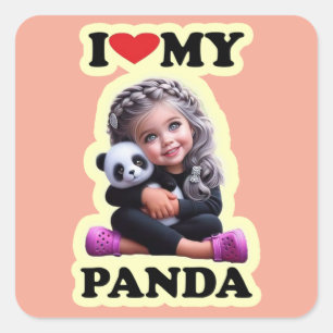 Love my panda Square Stickers