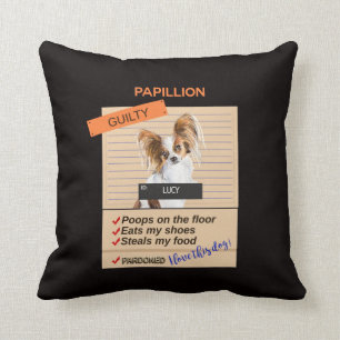 Love My Papillion Despite Bad Habits Funny Cushion