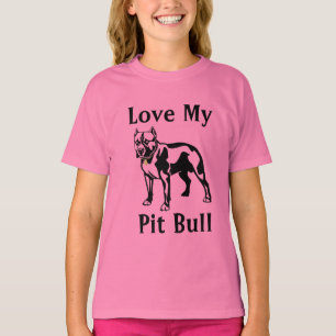 Love My Pit Bull  Girls Baby Doll Fitted Tee Shirt