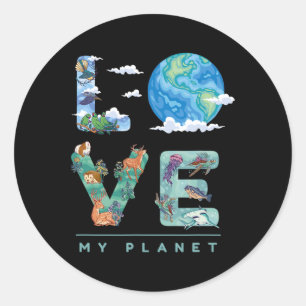 Love My Planet Earth Day Environment Classic Round Sticker