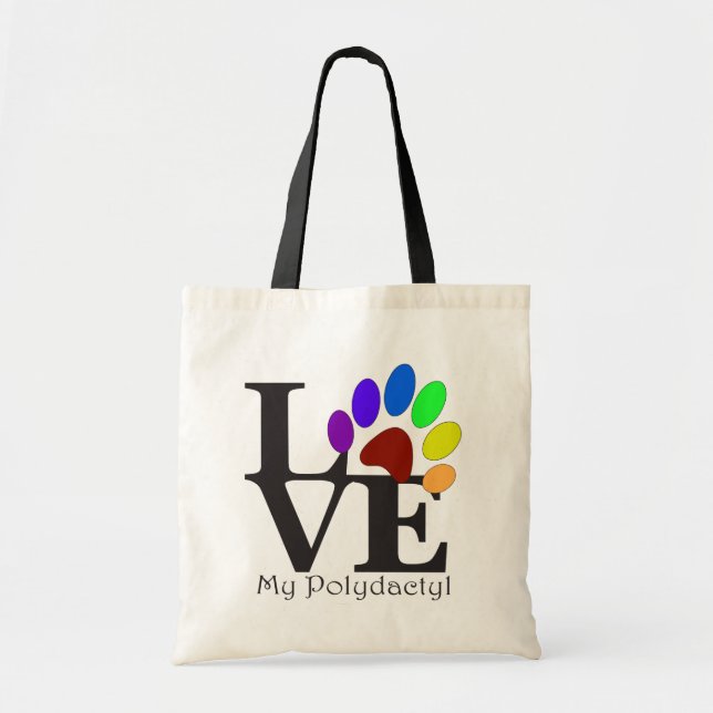 LOVE My Polydactyl Cat Tote Bag (Front)