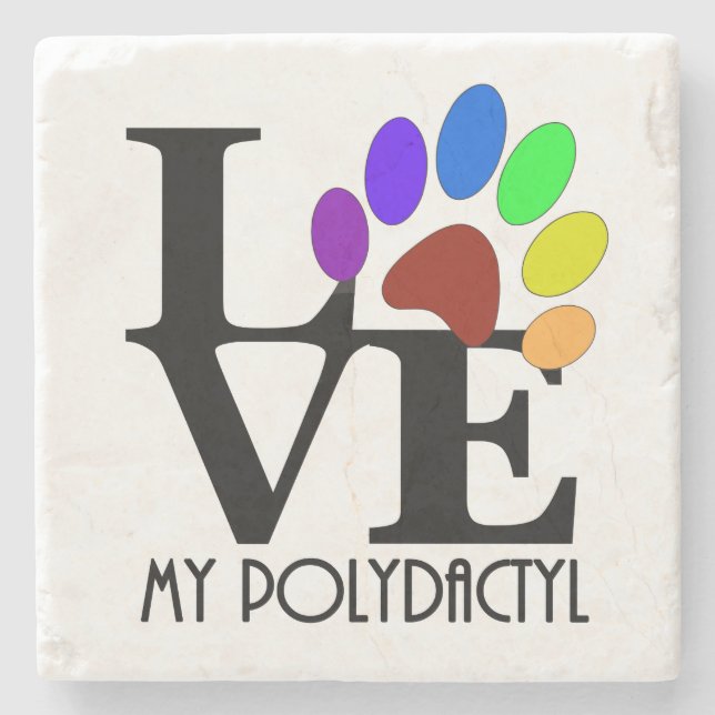 LOVE My Polydactyl Stone Coaster (Front)