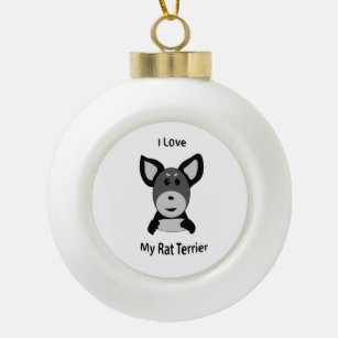 Love My Rat Terrier Sock Monkey Face Ceramic Ball Christmas Ornament