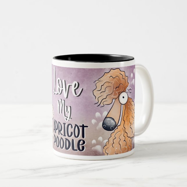 Love My Red Poodle Cartoon 11oz Two-Tone Coffee Mug (Front Right)