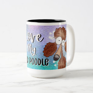 Love My Red Poodle Cartoon 15oz Two-Tone Coffee Mug