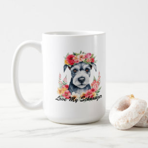 Love My Schnauzer Floral Coffee Mug