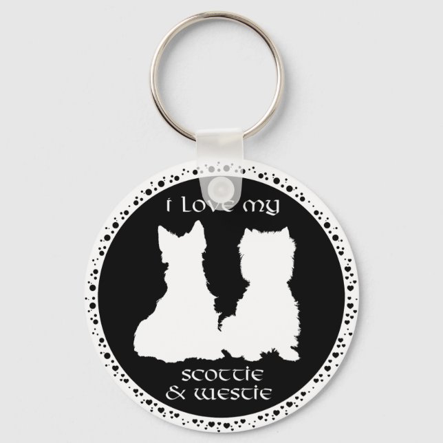 Love My Scottie & Westie Key Ring (Front)