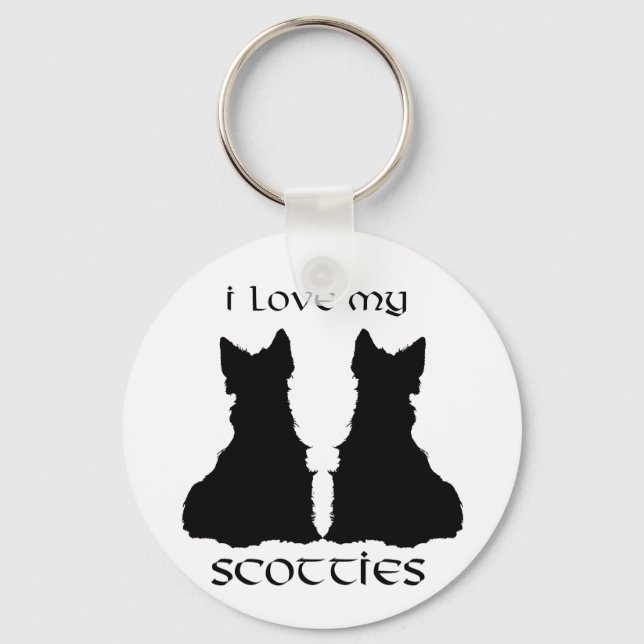 Love My Scotties Silhouette Key Ring (Front)