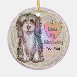 Love My Sheepdog Ceramic Tree Decoration