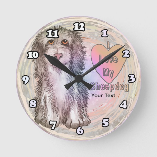 Love My Sheepdog Round Clock (Front)