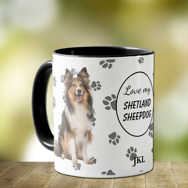 Love My Shetland Sheepdog Dog Pawprint Mug (Creator Uploaded)