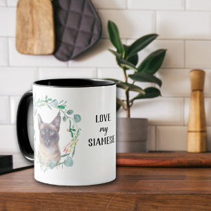 Love My Siamese Cat Wreath Coffee Mug