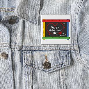 Love My Teacher! Happy Valentine's Day! 15 Cm Square Badge