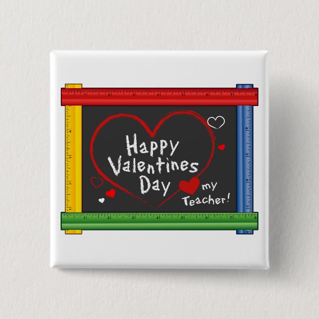 Love My Teacher! Happy Valentine's Day! 15 Cm Square Badge (Front)
