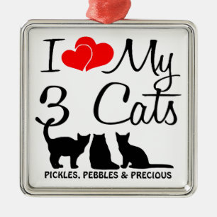 Love My THREE Cats Metal Tree Decoration