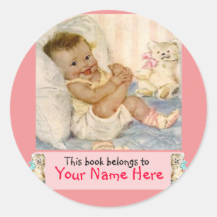Love My Toes Bookplate Girl Classic Round Sticker