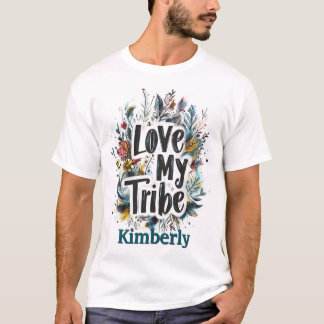Love My Tribe Bohemian Teal Name Tshirt Custom
