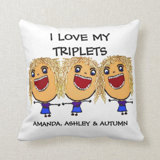 Love My Triplets Cartoon Cushion