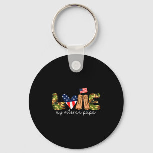 Love My Veteran Papa Proud Military Grandpa Usa Fl Key Ring