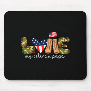 Love My Veteran Papa Proud Military Grandpa Usa Fl Mouse Mat
