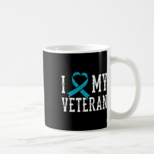 Love My Veteran Teal Ribbon Ptsd Outfit Gift Idea  Coffee Mug