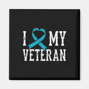 Love My Veteran Teal Ribbon Ptsd Outfit Gift Idea Magnet