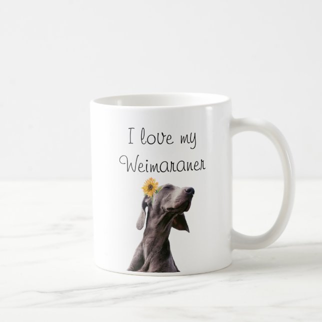 Love My Weimaraner Mug Artistic Sunflower (Right)