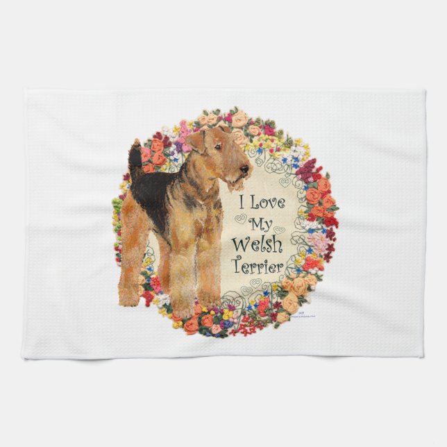 Love My Welsh Terrier Tea Towel (Horizontal)