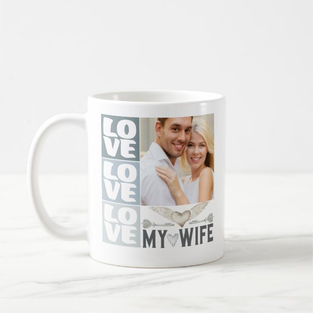 Love My Wife Heart Photo Coffee Mug (Left)
