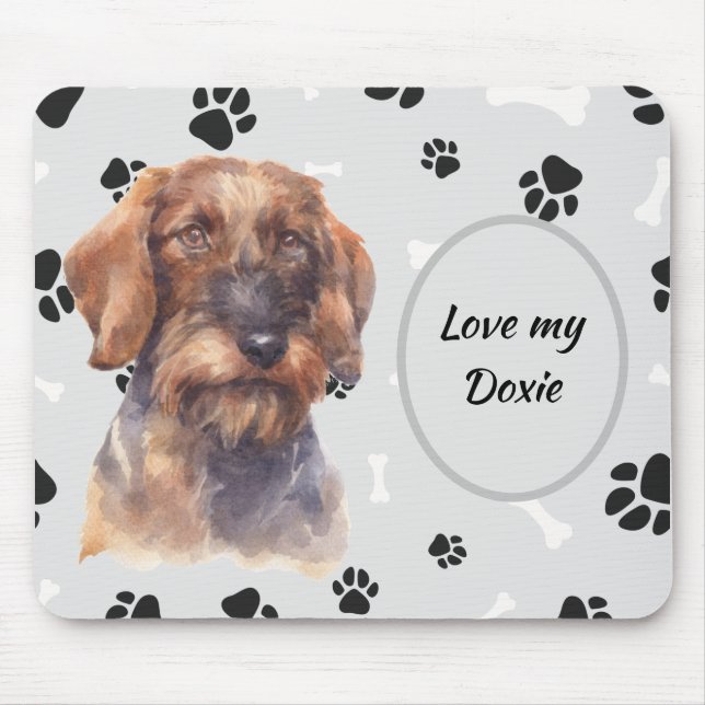 Love My Wire Haired Dachshund Dog Pawprint Mouse Mat (Front)