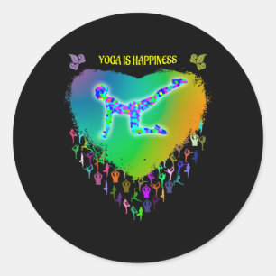 Love My Yoga Rainbow Colored Stained Gl Pattern Classic Round Sticker