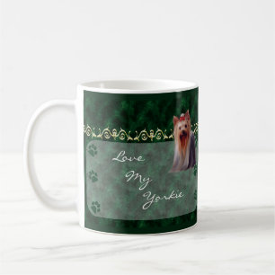 Love my Yorkie Yorkshire Terrier Pawprint Mug -gr