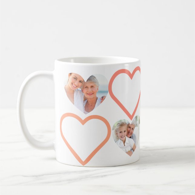 Love Nana Grandmother Pink Heart Photos Collage Coffee Mug (Left)