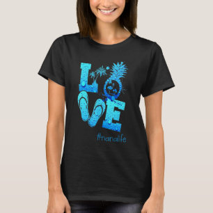 Love Nana Life Blue Water Flamingo Beach Pineapple T-Shirt